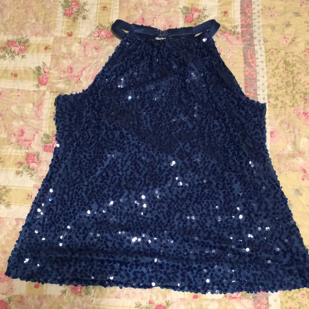 Blue sequins top